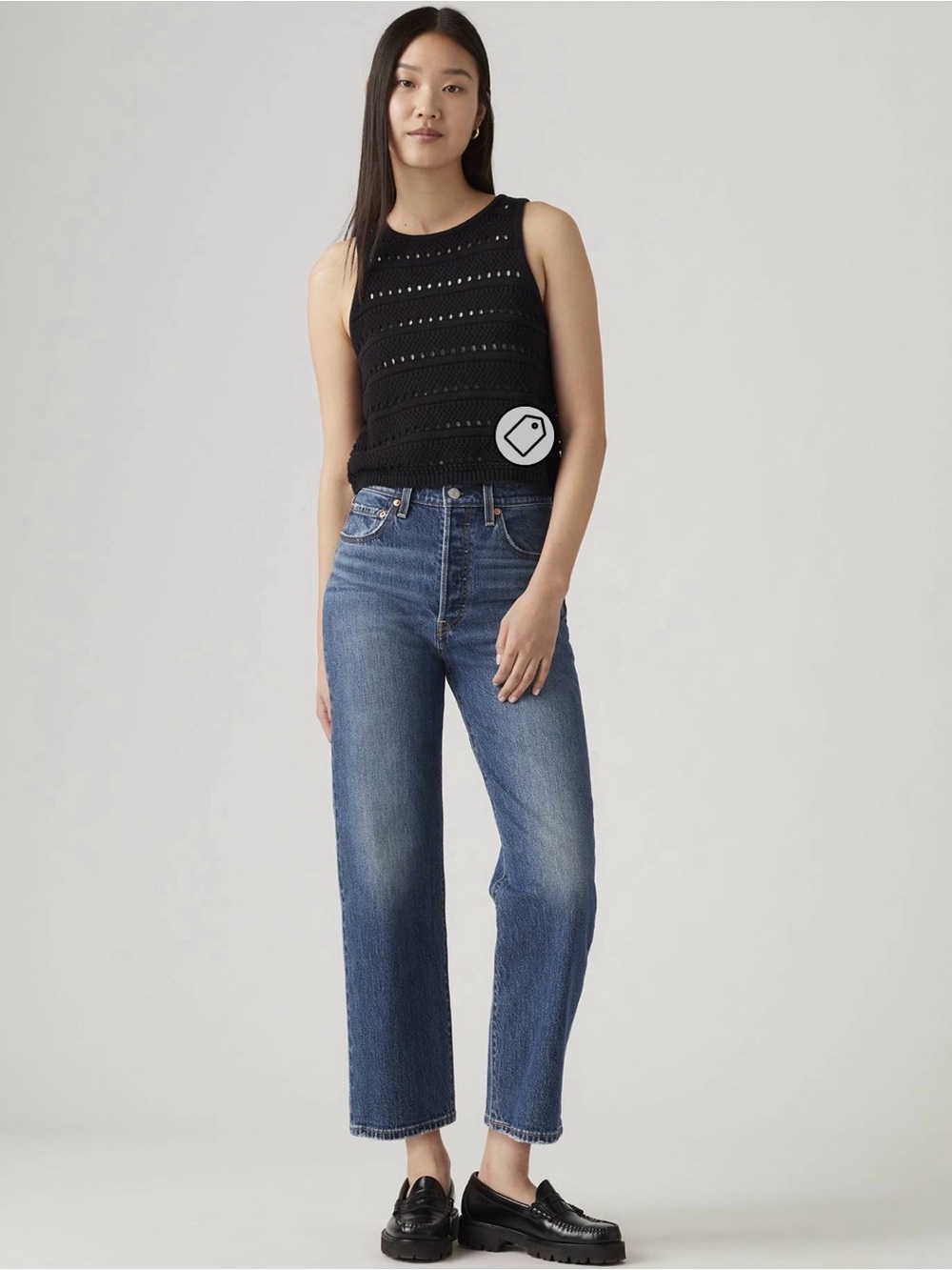 Levi's Premium Medium Blue Ribcage Straight Ankle Jeans